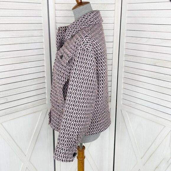 Topshop Dixie Textured Boucle Tweed Jacket Pink Black Size 6 - Picture 4 of 15